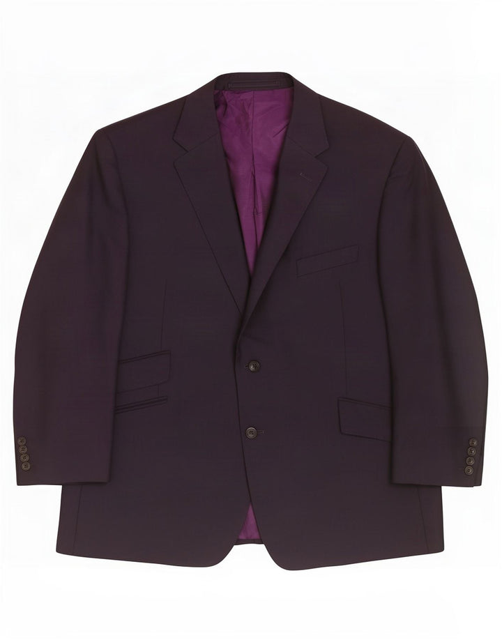 Jaqueta blazer masculina Marks & Spencer curta de 2 botões Reino Unido 48 2XL lã azul marinho
