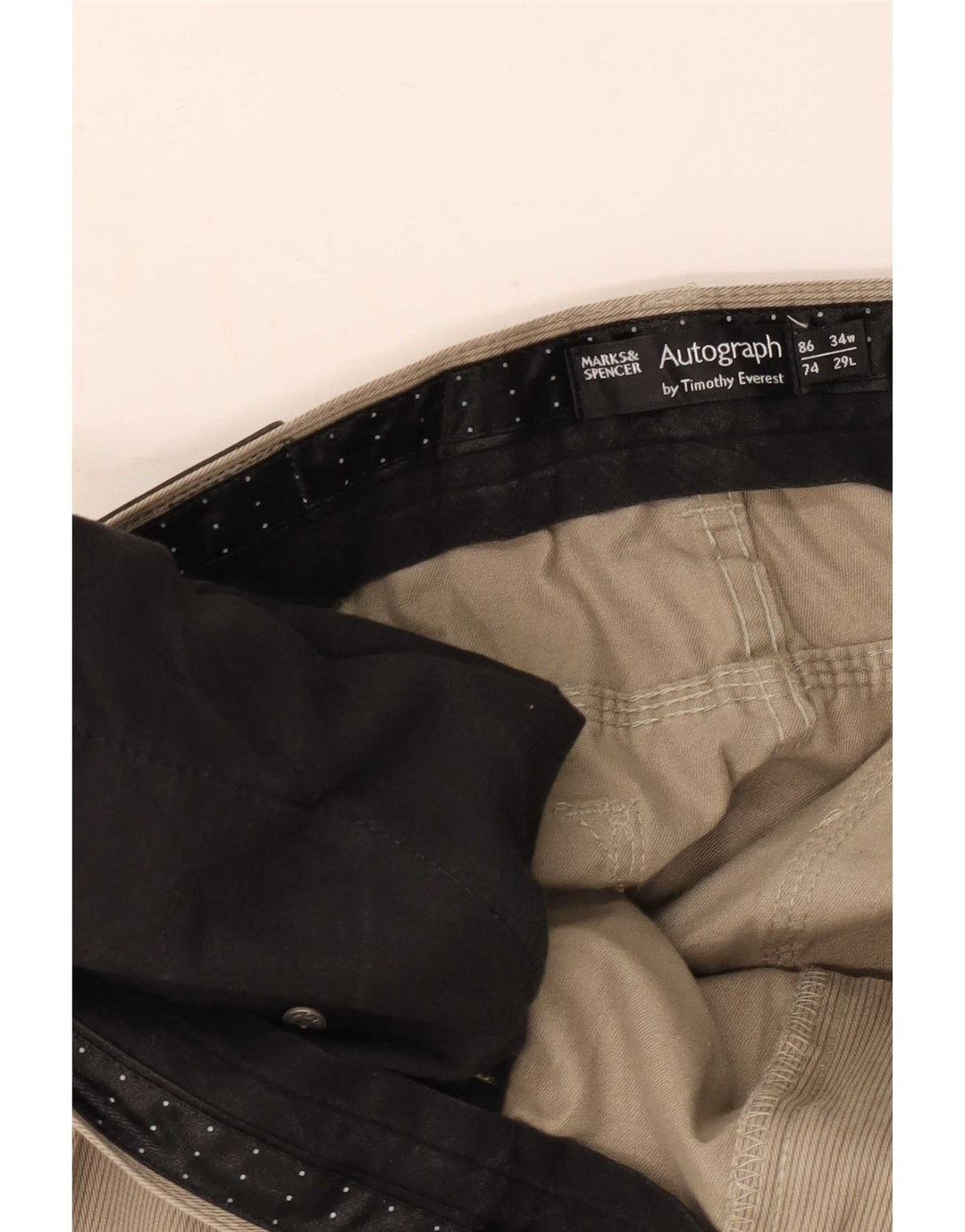 Calça masculina reta casual Marks & Spencer W34 L29 cáqui