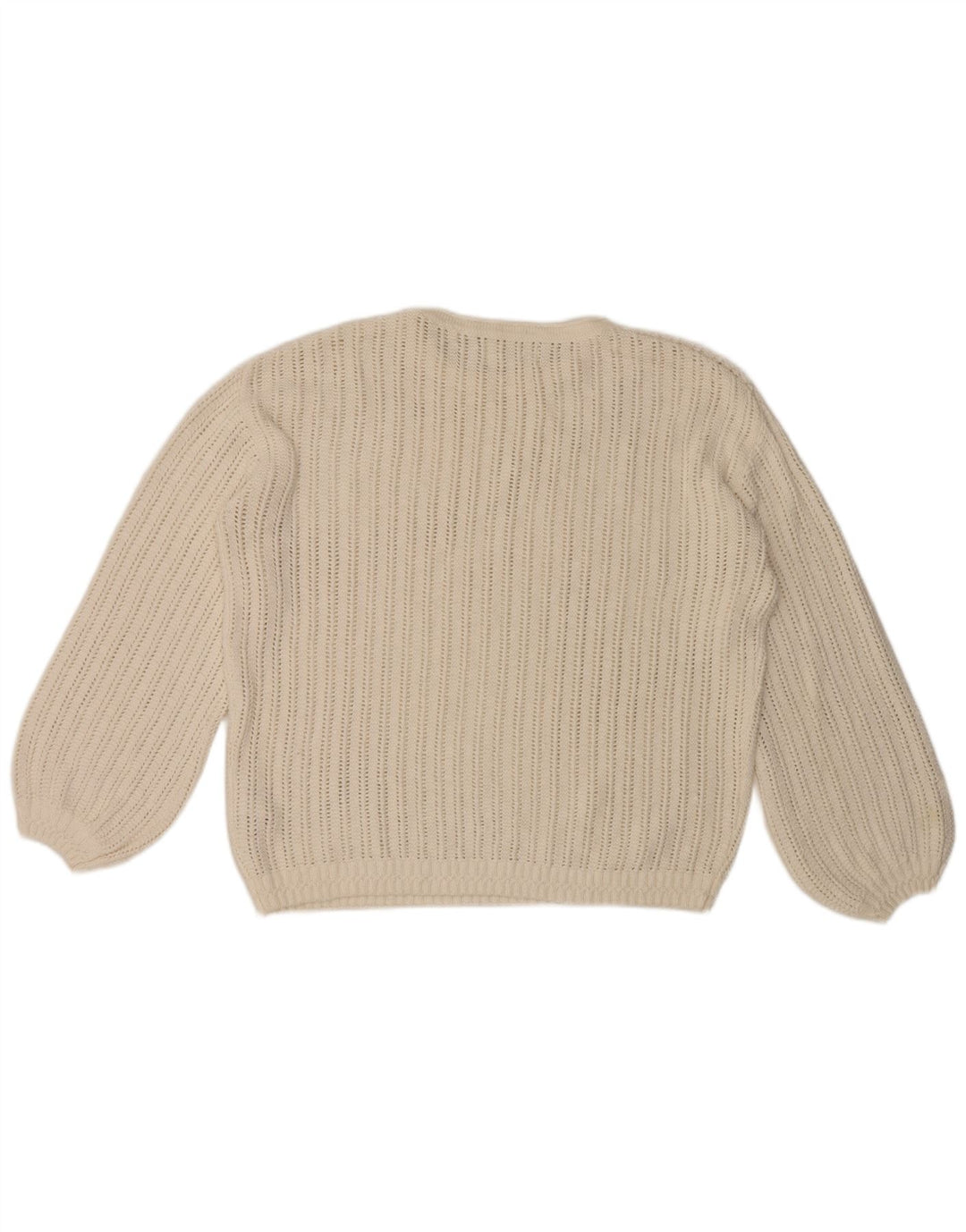 Suéter feminino Fat Face com gola redonda grande Reino Unido 12 médio branco
