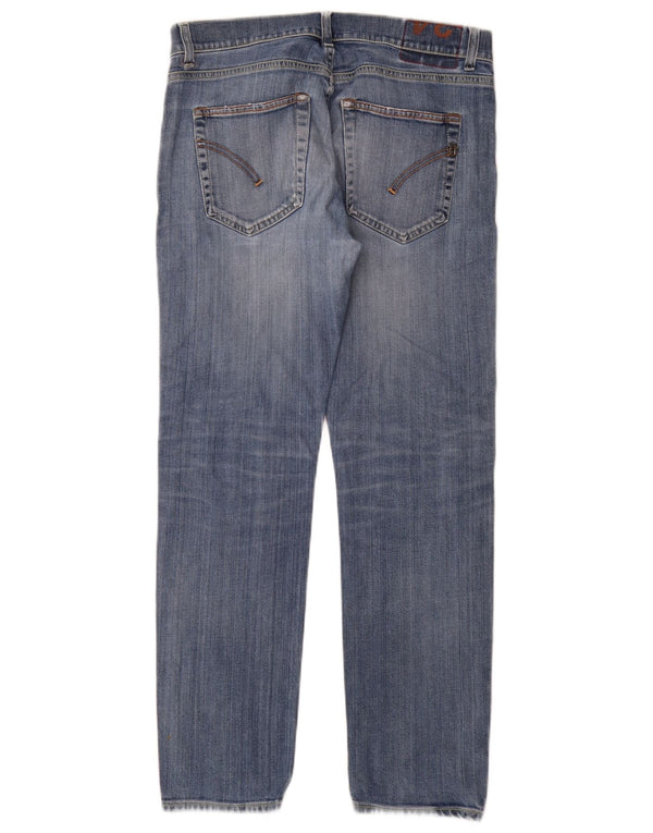 Dondup Mens Straight Jeans W34 L31 Azul Algodão