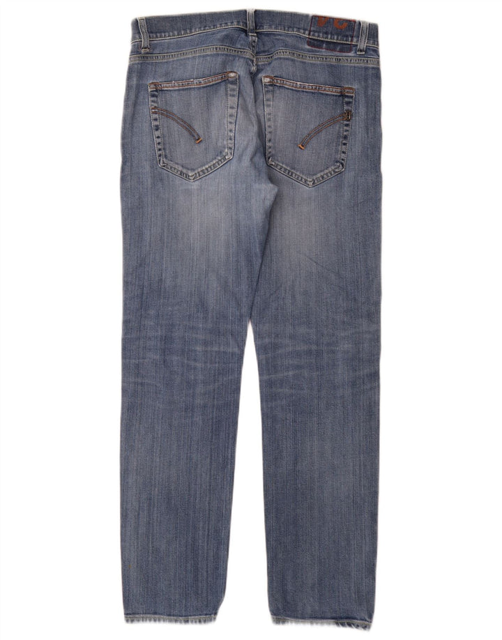 Dondup Mens Straight Jeans W34 L31 Azul Algodão