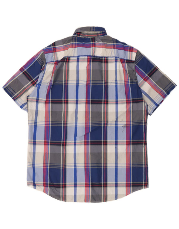 Camisa masculina de manga curta Chaps grande poliéster xadrez azul