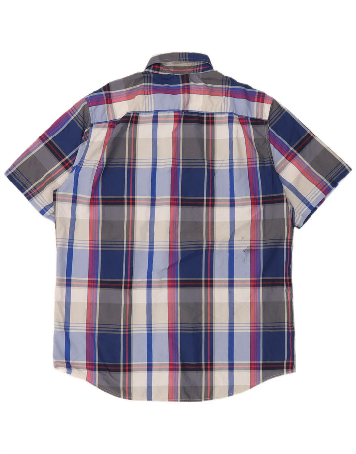 Camisa masculina de manga curta Chaps grande poliéster xadrez azul