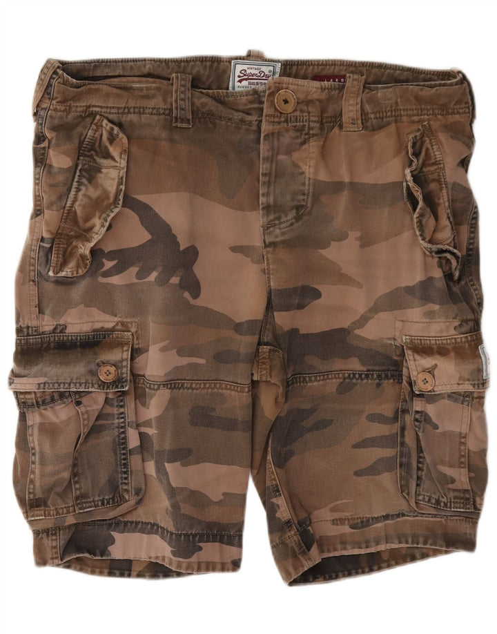 Superdry Mens Cargo Shorts Grande W36 Marrom Camuflagem Algodão