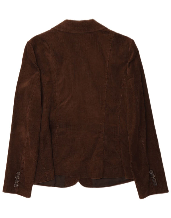 Zara Jaqueta blazer feminina de veludo cotelê com 3 botões Reino Unido 14 grande algodão marrom