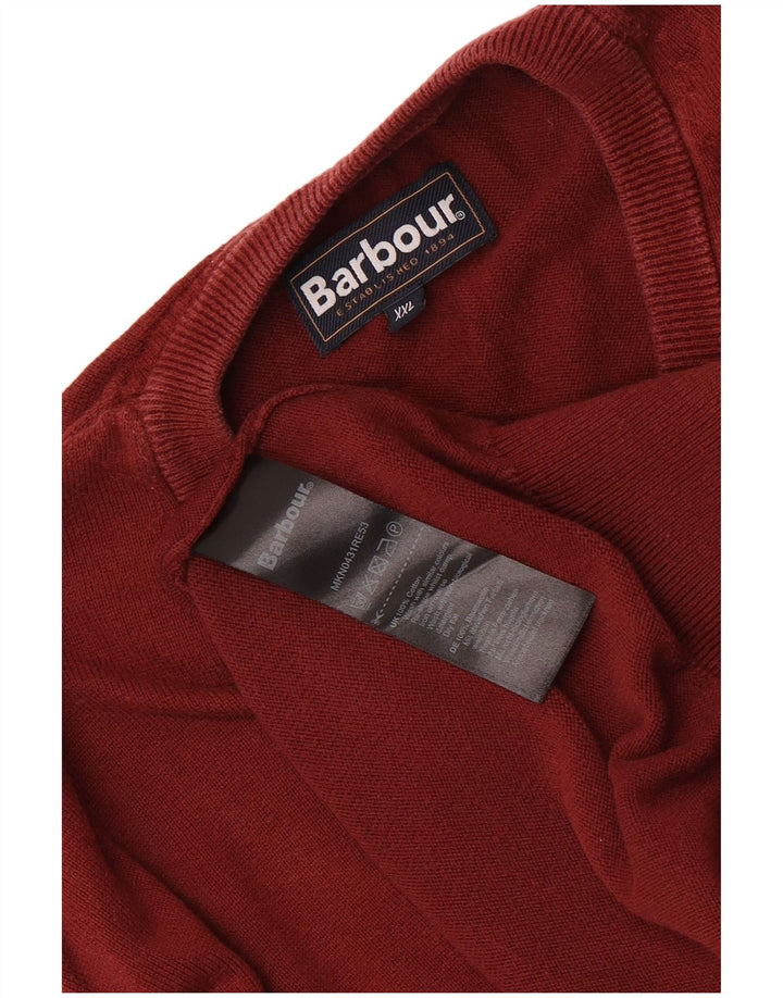 Suéter masculino Barbour com decote em V 2XL algodão marrom