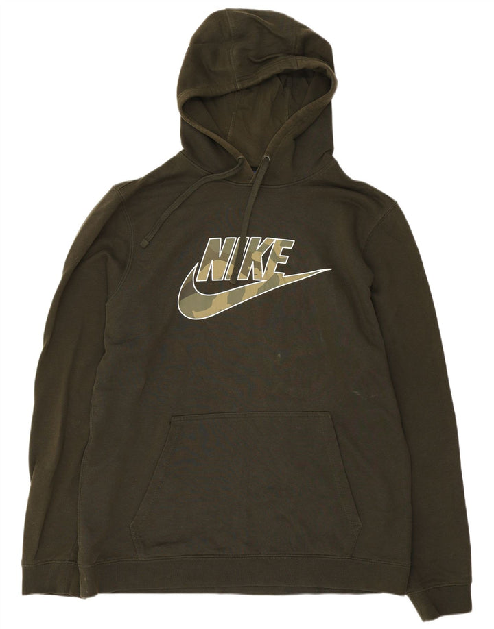 Jumper com capuz gráfico masculino Nike grande cáqui