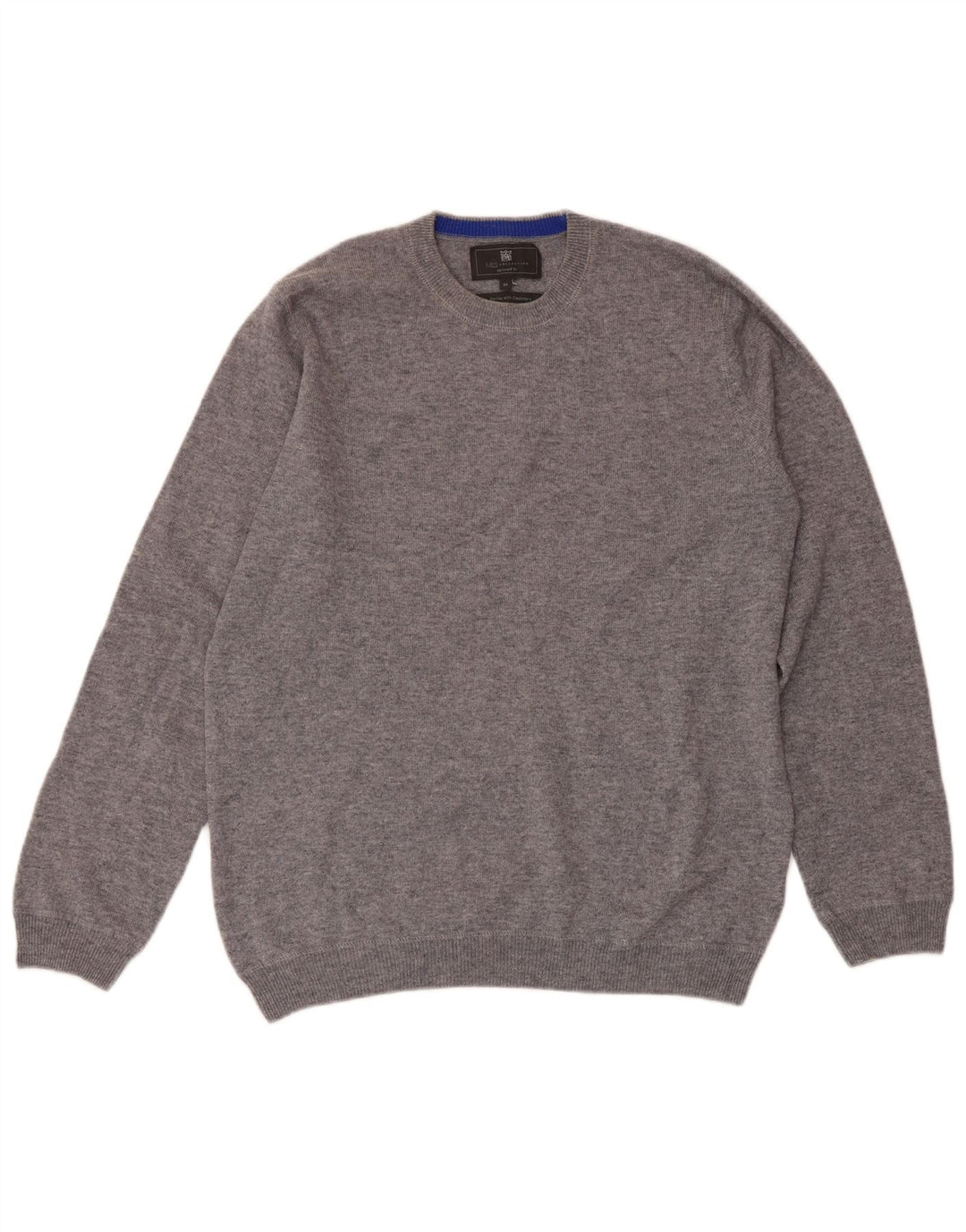 MARKS & SPENCER Suéter masculino com gola redonda e ajuste personalizado cinza médio