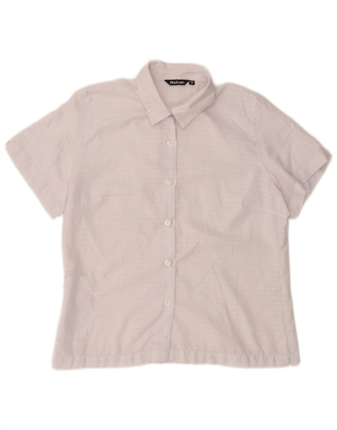 Blusa feminina de manga curta Rohan Reino Unido 14 poliéster xadrez branco médio