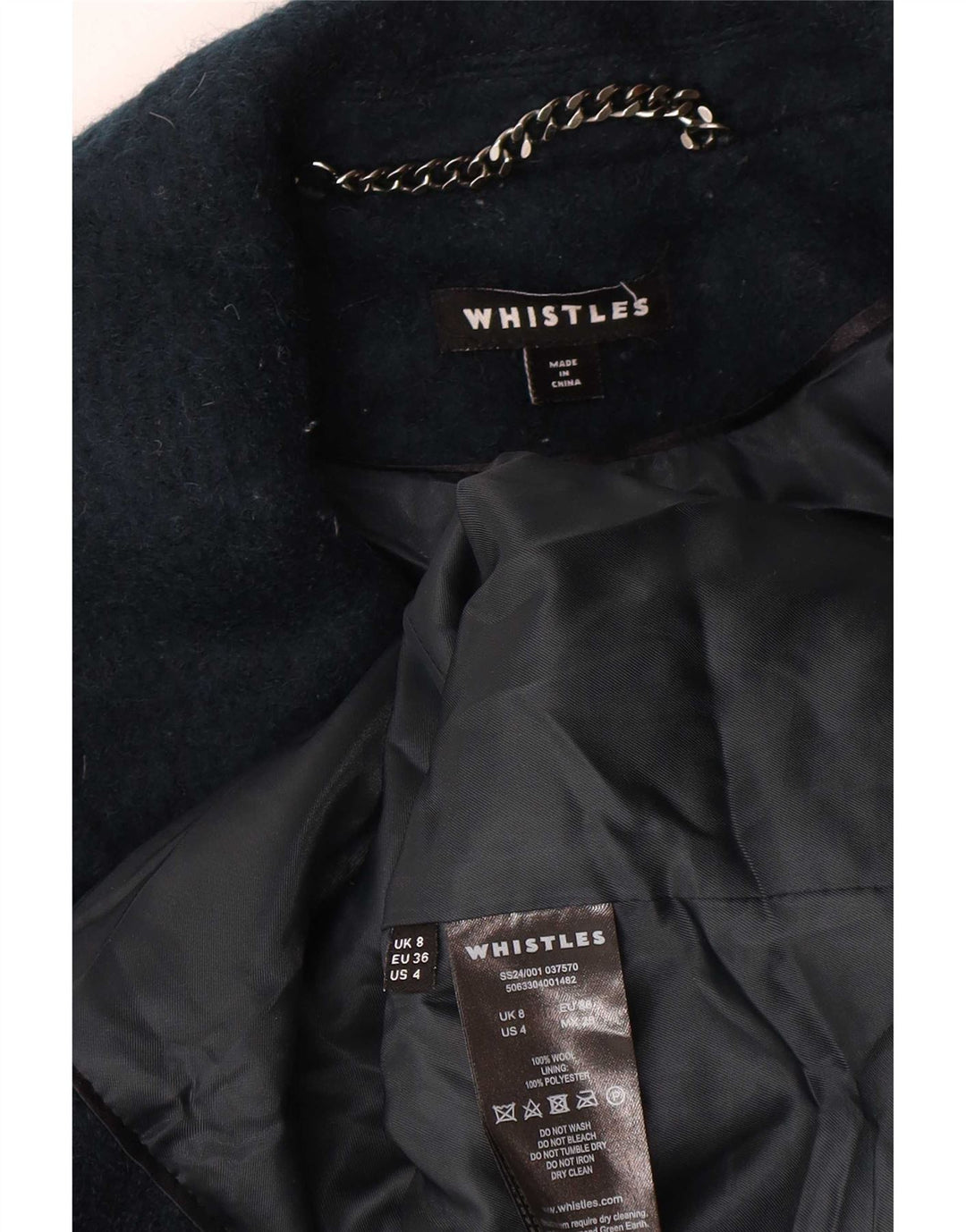 Sobretudo feminino oversized Whistles UK 8 pequeno lã azul marinho