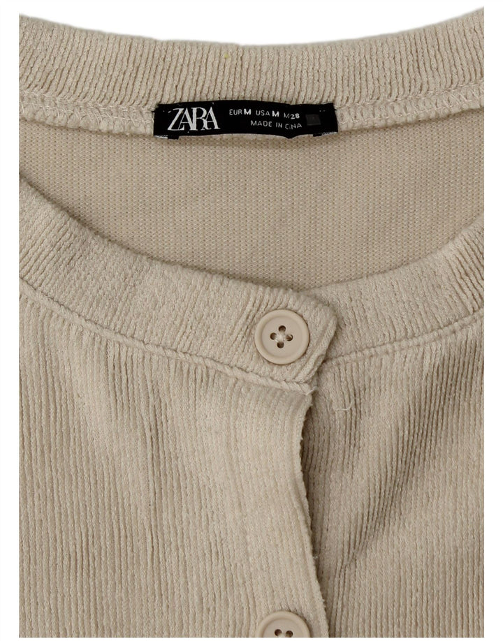 Suéter Zara Feminino Crop Cardigan Reino Unido 12 Médio Bege