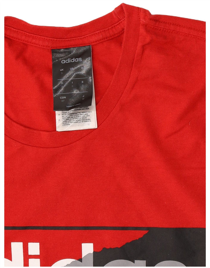 Adidas Mens Graphic T-Shirt Top Pequeno Algodão Vermelho