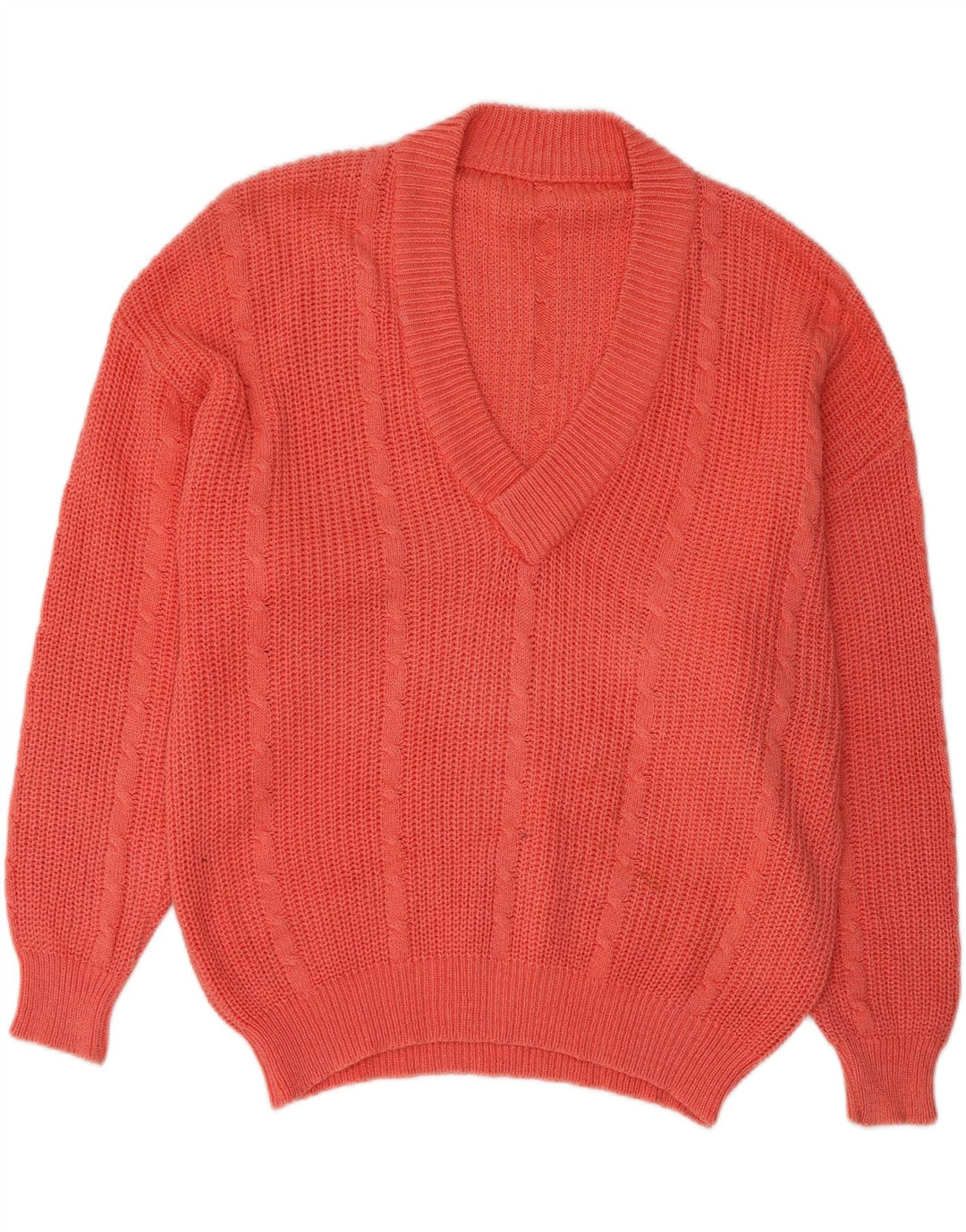 VINTAGE Womens V-Neck Jumper Sweater UK 18 XL Red Cotton Vintage Vintage and Second-Hand Vintage from Messina Hembry 