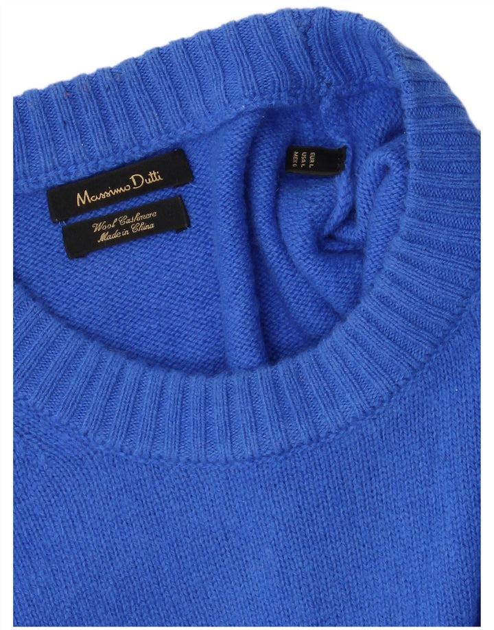Suéter masculino Massimo Dutti com gola redonda, grande lã azul