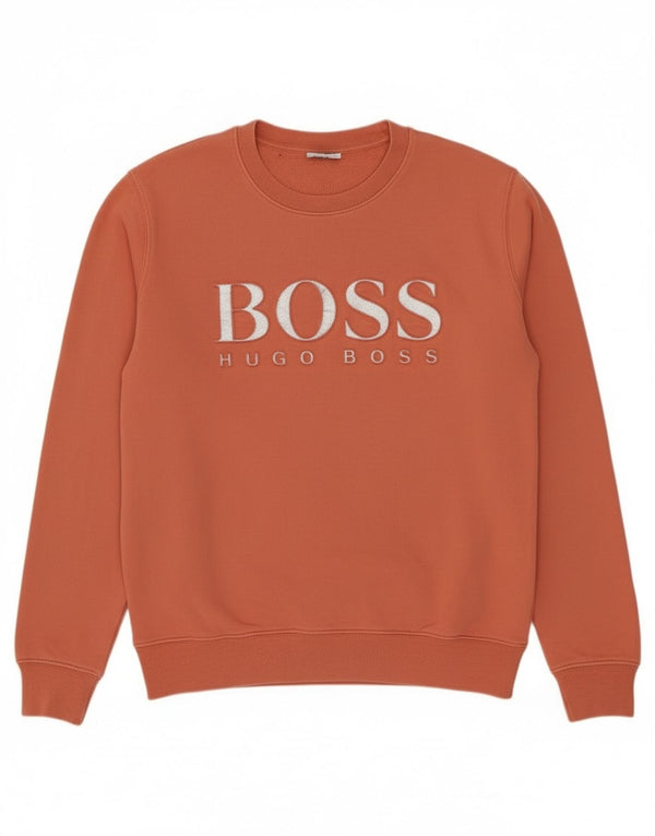Hugo Boss moletom gráfico feminino jumper UK 12 médio laranja