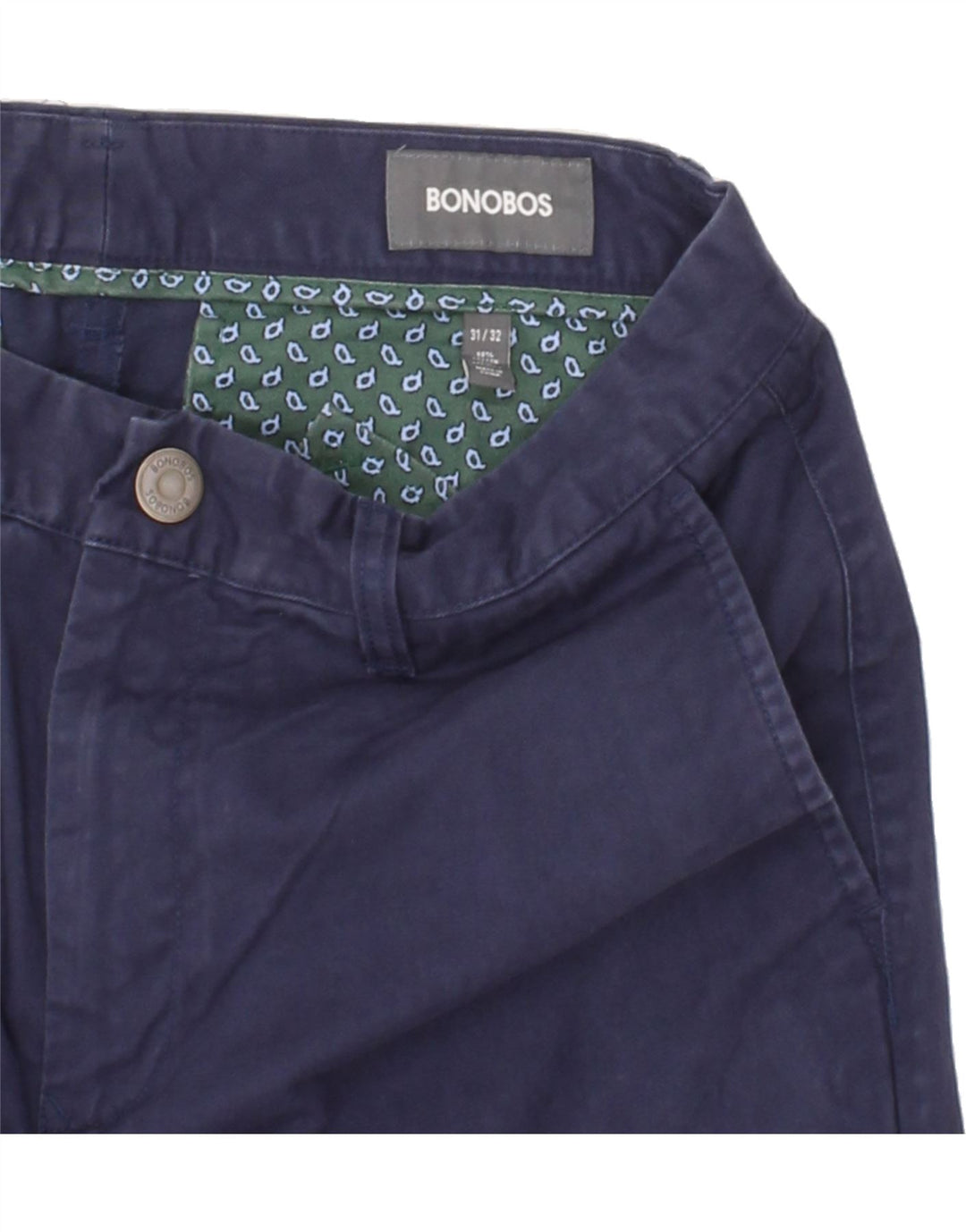 BONOBOS Mens Straight Chino Trousers W31 L32  Navy Blue Cotton Vintage BONOBOS and Second-Hand BONOBOS from Messina Hembry 