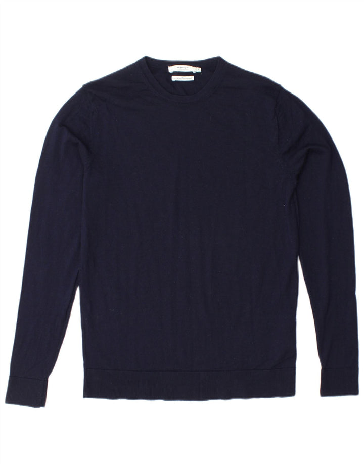 JACK & JONES Suéter masculino com gola redonda, pequeno, azul marinho, lã