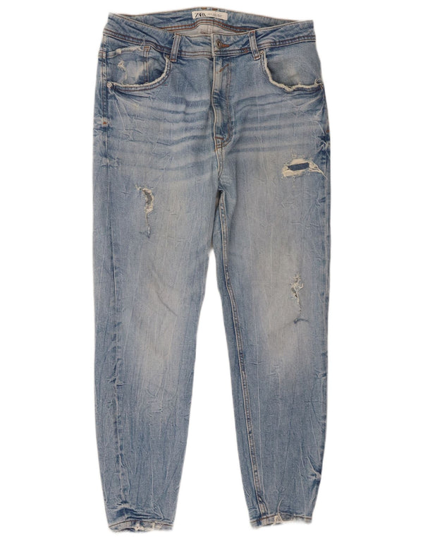 Zara Mens Jeans Cônicos Distressed EU 46 XL W36 L26 Azul