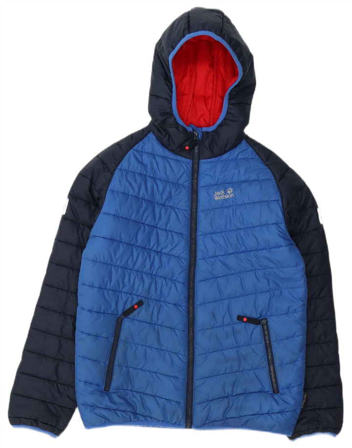 Jaqueta acolchoada com capuz para meninos Jack Wolfskin 13-14 anos azul poliéster
