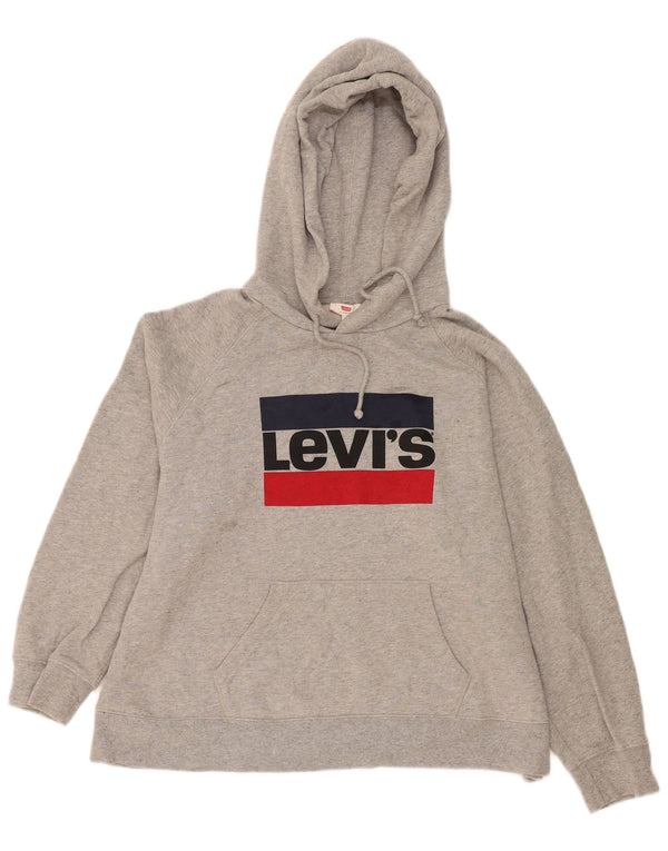 Suéter feminino Levi's com capuz grande e gráfico UK 18 XL algodão cinza
