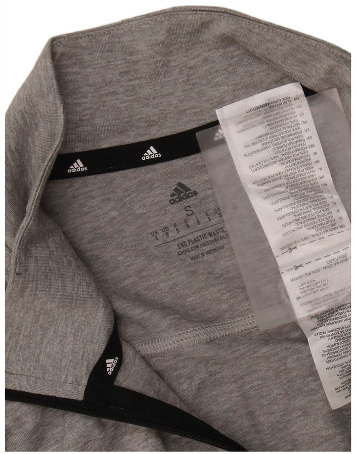 Adidas Mens Aeroready Zip Neck Top Manga Longa Pequena Cinza Poliéster
