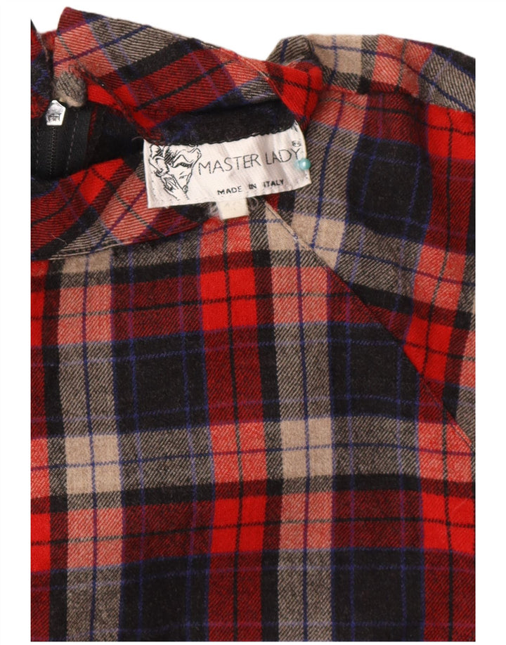Vestido feminino vintage de manga comprida IT 46 xadrez vermelho grande