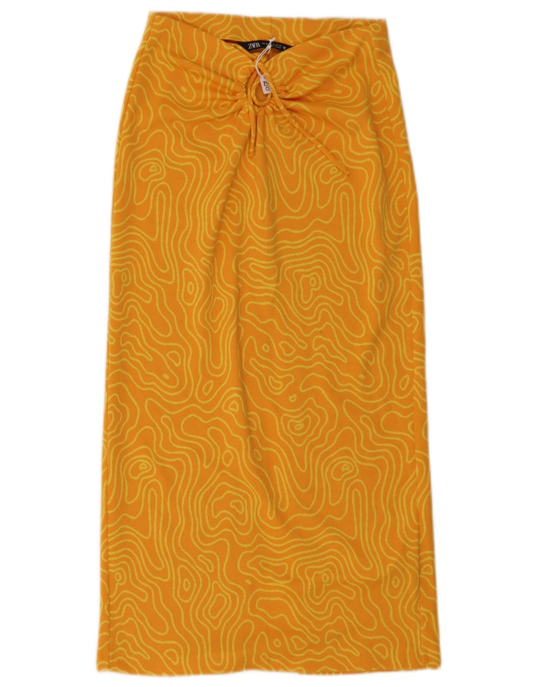 Zara Saia Midi Feminina XS W26 Poliéster Geométrico Amarelo