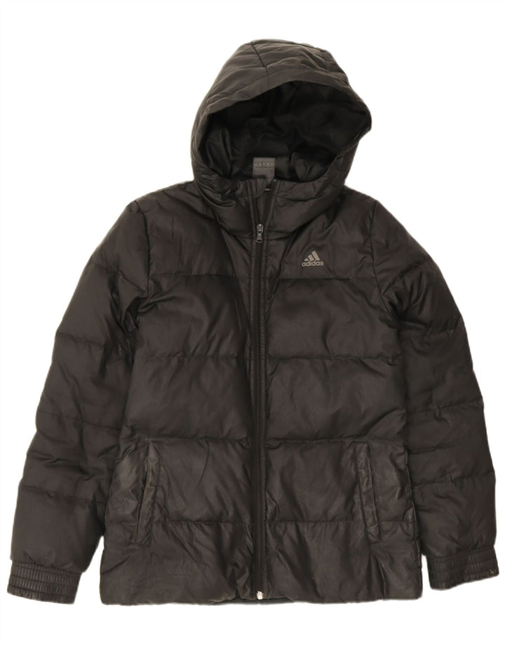 Jaqueta acolchoada com capuz feminina Adidas Reino Unido 8/10 poliéster preto pequeno