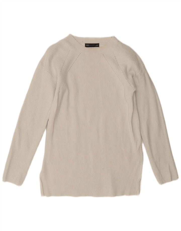 Suéter feminino Marks & Spencer com gola barco e viscose branca pequena Reino Unido 10