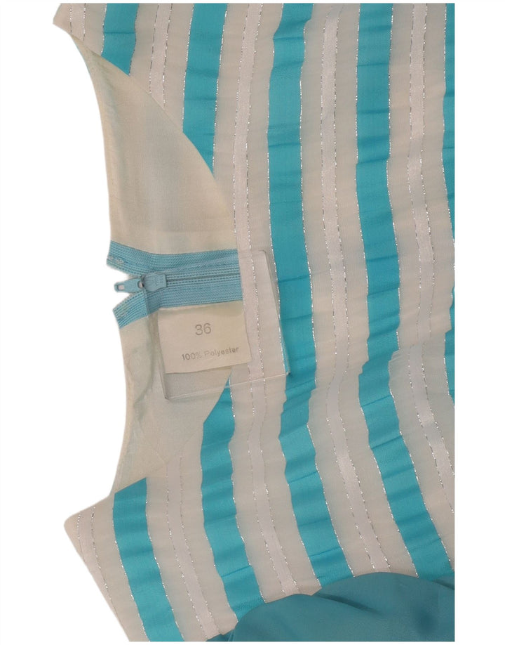Vestido maxi feminino vintage IT 36 XS poliéster listrado azul