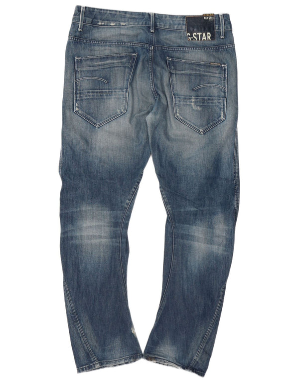 G-Star masculino banana slim jeans desgastado W36 L32 algodão azul