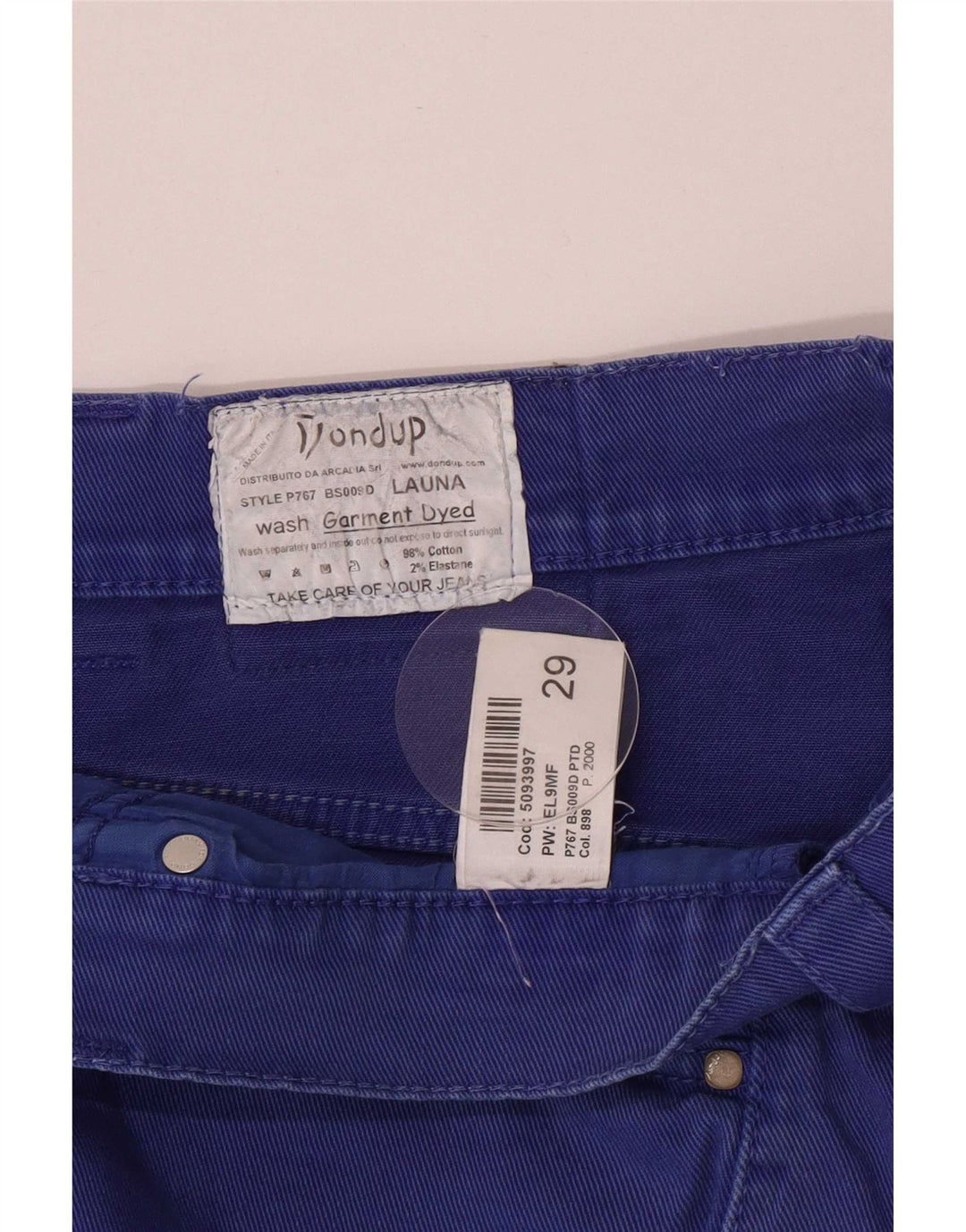 Shorts jeans Dondup feminino regular fit Reino Unido 12 médio W29 algodão azul