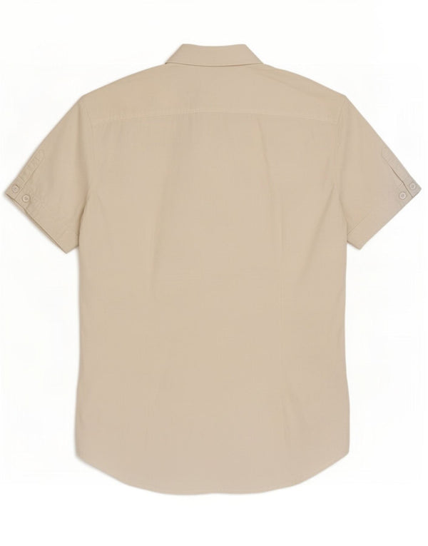 Camisa feminina de manga curta Benetton UK 14 médio algodão branco