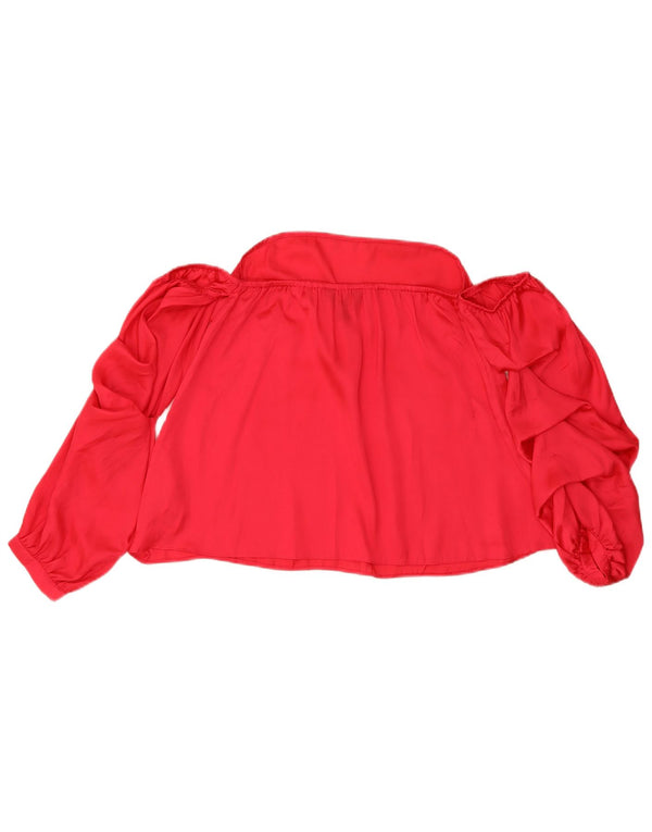 Top feminino Lipsy sem ombro UK 10 poliéster vermelho pequeno