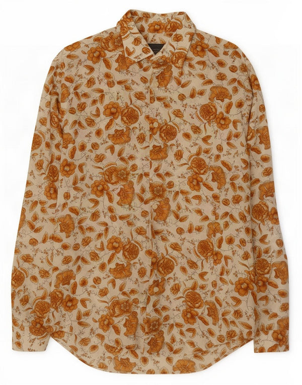Camisa masculina Zara grande algodão floral bege