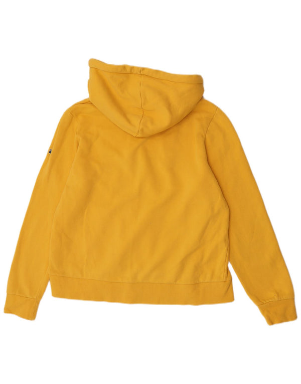 Superdry feminino gráfico moletom com capuz UK 16 grande algodão amarelo