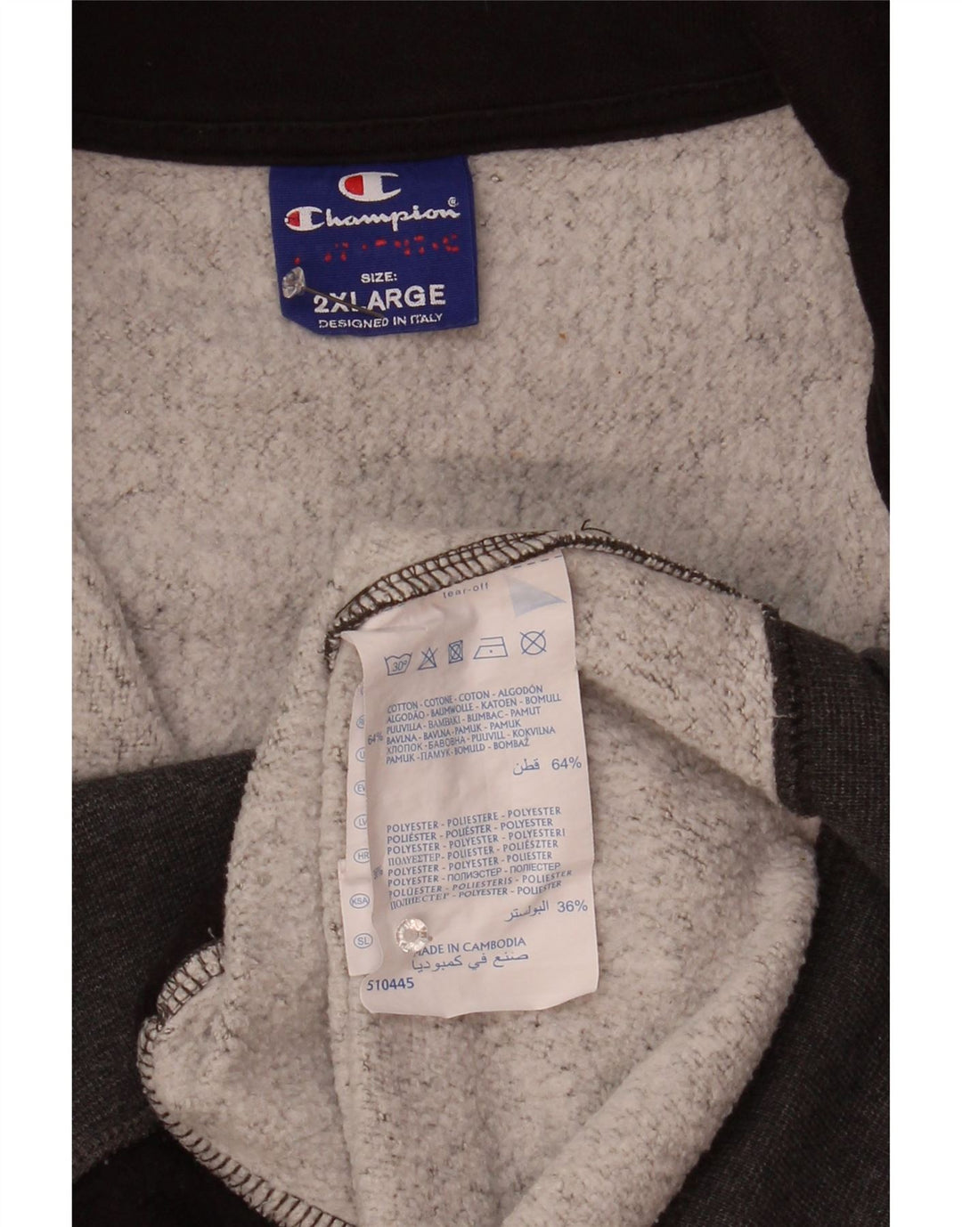 Jaqueta masculina Champion 2XL algodão manchado cinza