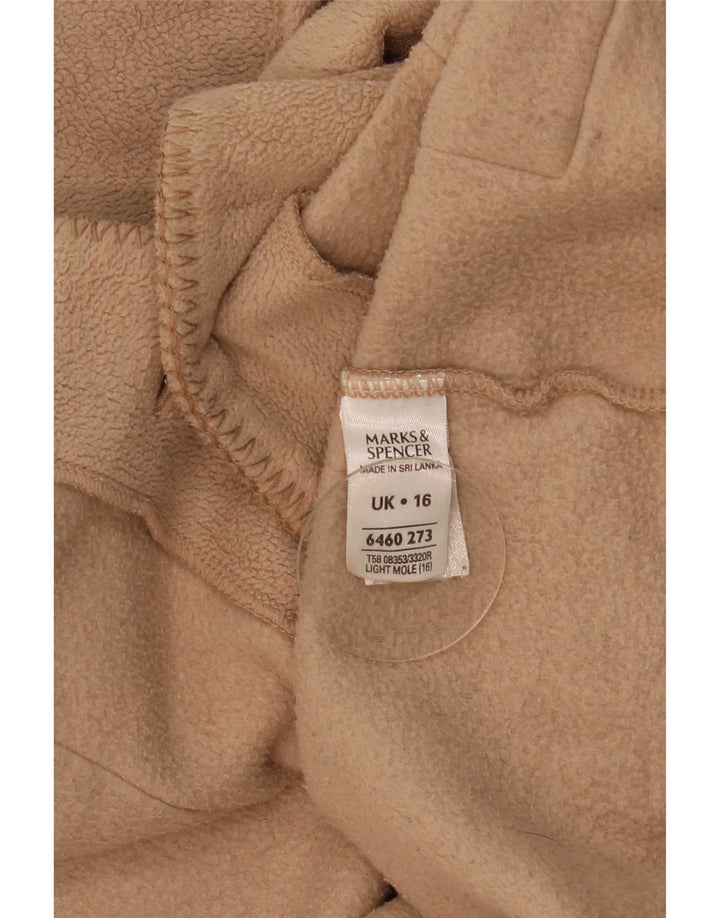 Jaqueta de lã feminina Marks & Spencer Reino Unido 16 grande poliéster bege
