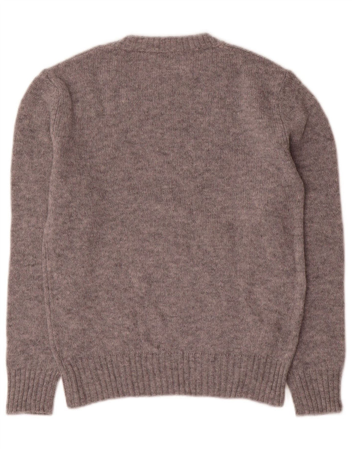 Suéter feminino Benetton com gola redonda Reino Unido 10 lã manchada cinza pequena