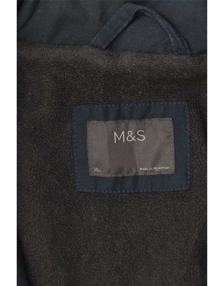 Jaqueta corta-vento masculina com capuz Marks & Spencer Reino Unido 42 XL azul marinho