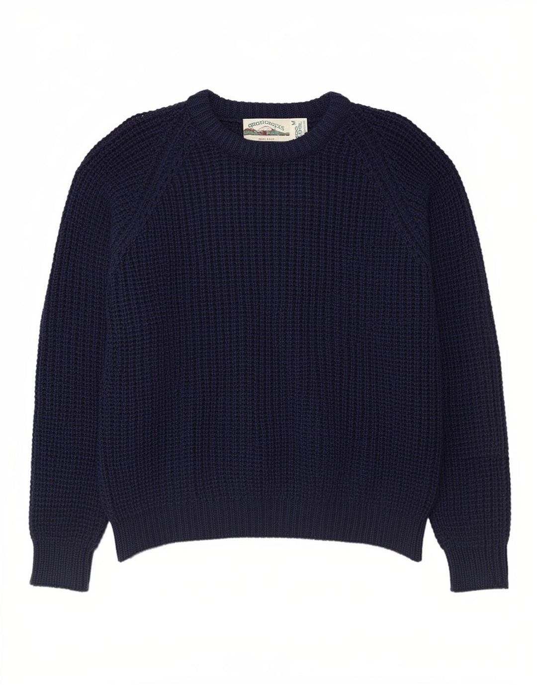 Suéter masculino Aran Crafts com gola redonda, lã azul marinho médio