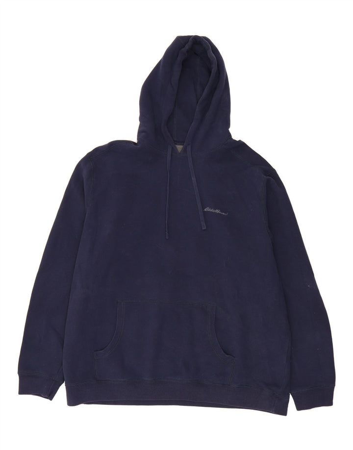 EDDIE BAUER Mens Tall Hoodie Jumper 2XL Navy Blue Cotton Vintage Eddie Bauer and Second-Hand Eddie Bauer from Messina Hembry 