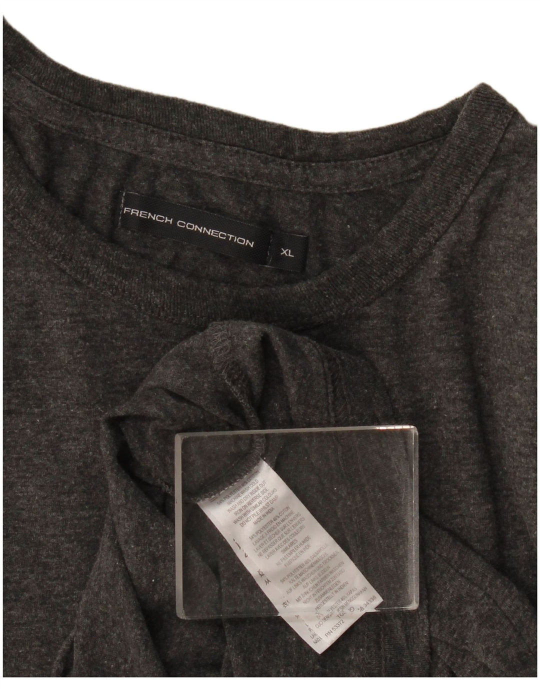 Camiseta masculina French Connection Top XL poliéster manchado cinza