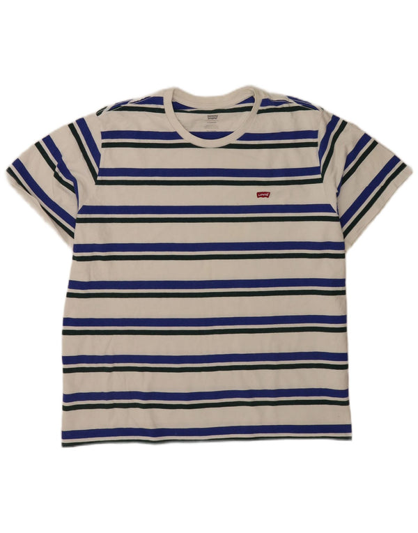 Camiseta masculina padrão Levi's 2XL algodão listrado branco