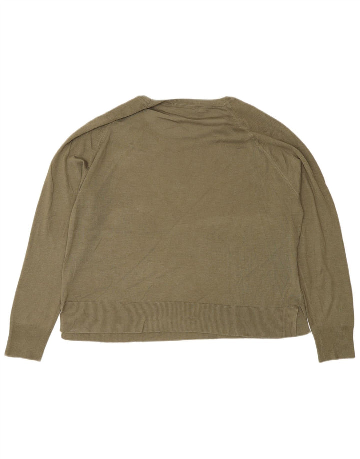 Suéter feminino Zara Regular Fit com gola redonda Reino Unido 12 verde médio