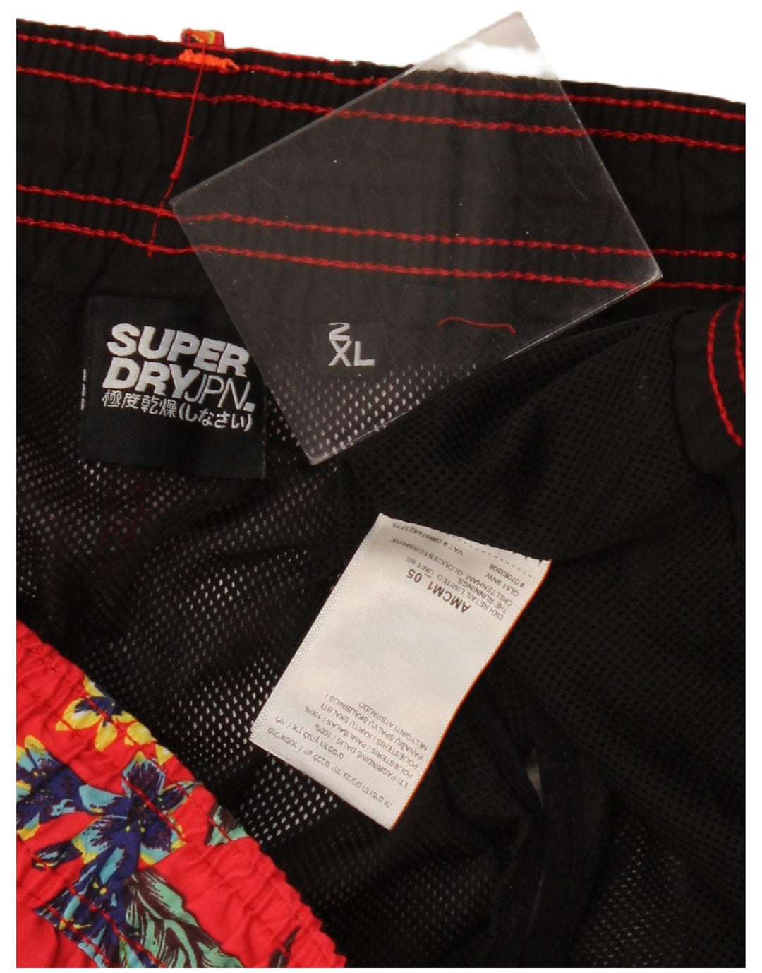 Shorts de natação masculino SUPERDRY 2XL poliéster floral vermelho