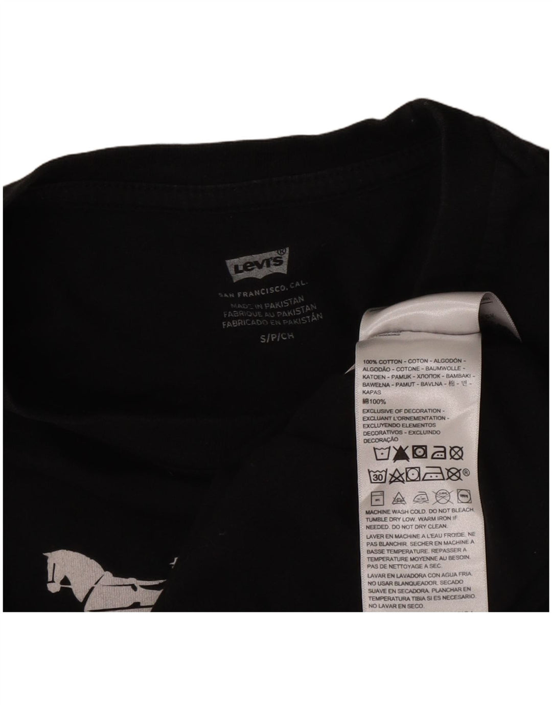 Camiseta gráfica masculina Levi's Top pequeno algodão preto