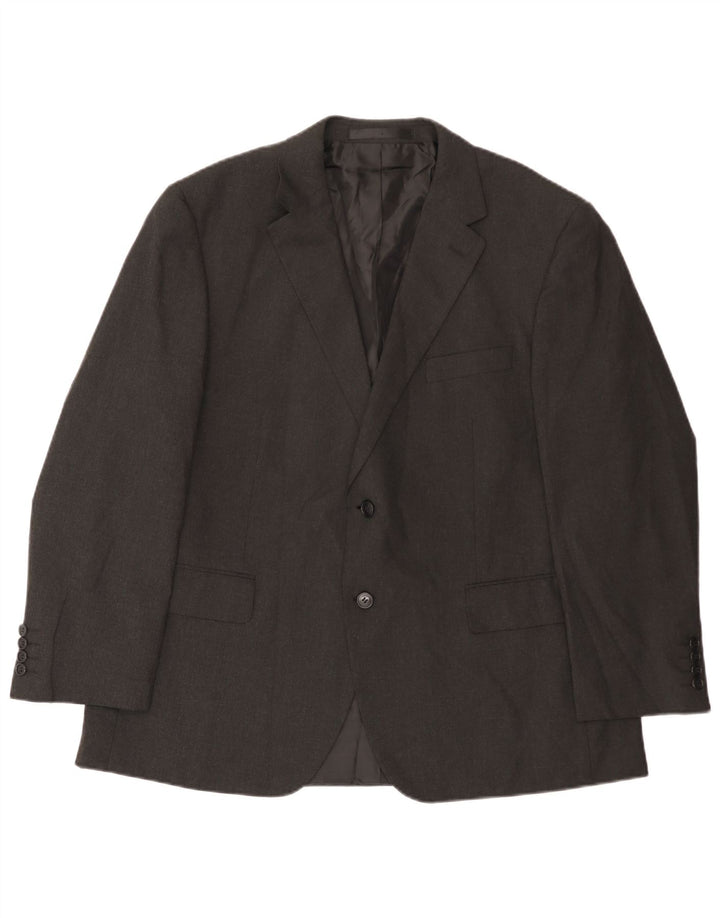 Jaqueta blazer masculina de 2 botões Marks & Spencer Reino Unido 44 XL cinza poliéster