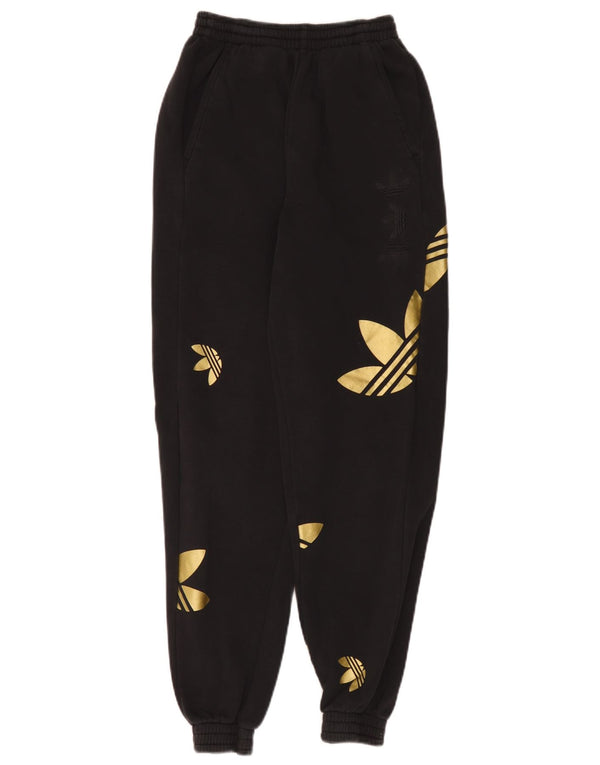 Adidas feminino gráfico calças de treino de cintura alta joggers Reino Unido 6 XS preto