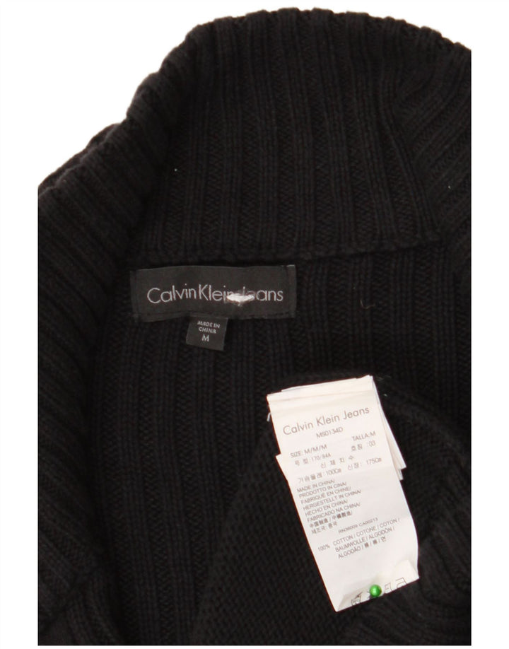 Calvin Klein Jeans Masculino Cardigan Suéter Médio Algodão Preto